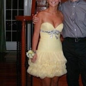 Short Yellow Sherri Hill Prom Dress